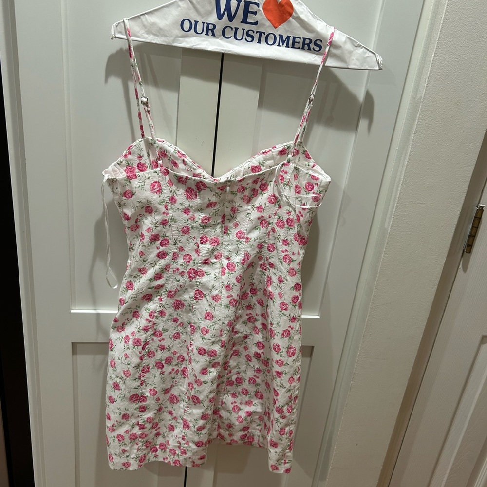 Zara White and Pink Floral Mini Dress